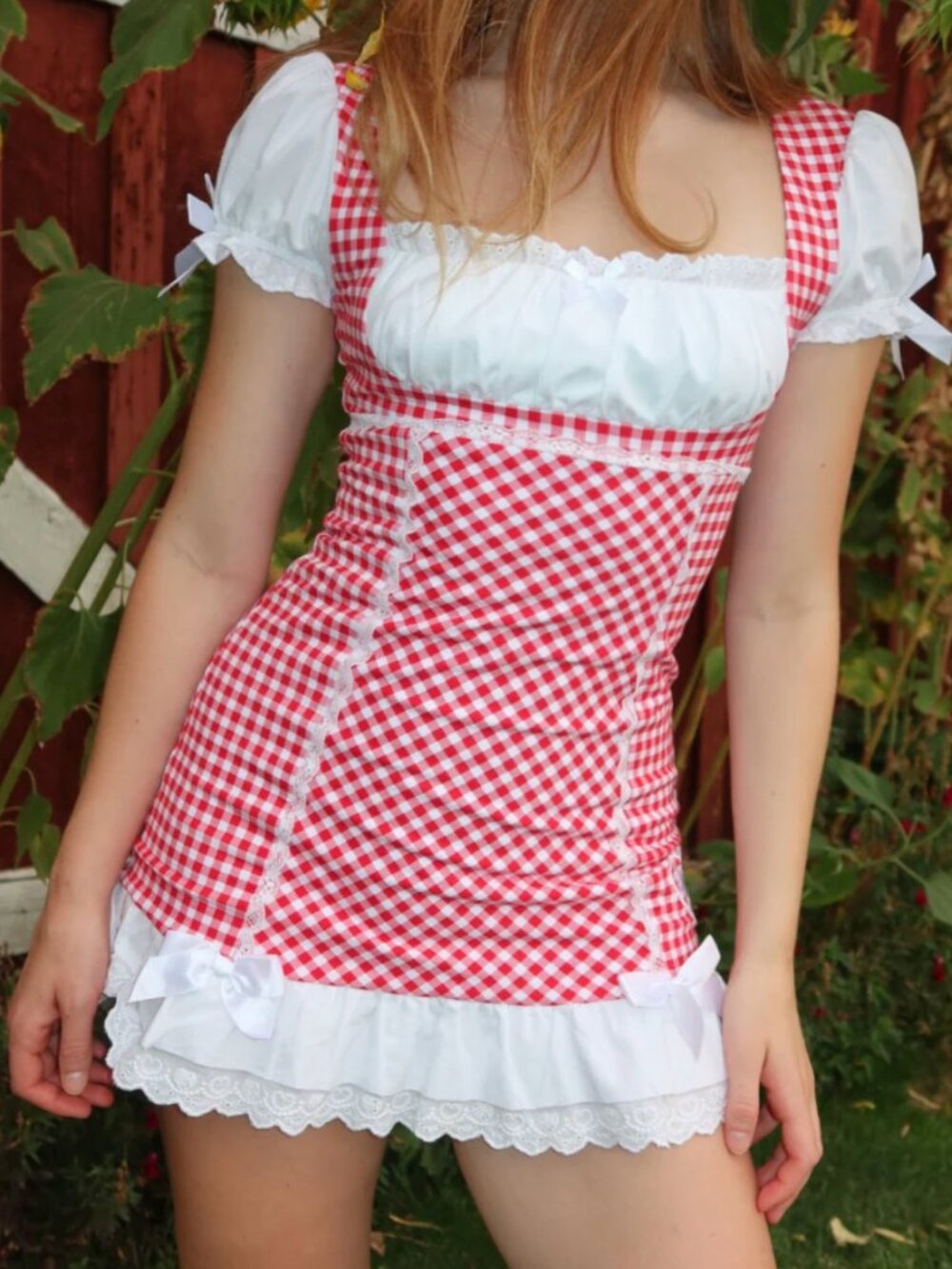 Cutest Gingham Truth or Dare Cherry Doll Milkmaid Dress